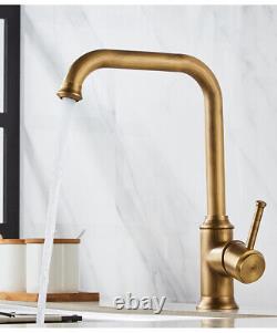 Antique Brass Swivel Kitchen Sink Faucet Single Handle Basin Sink Mixer Tap