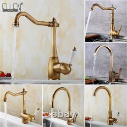 Antique Bronze Swivel Kitchen Sink Faucets Hot Cold Water Mixer Tap 360 Rotate
