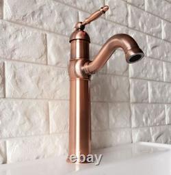 Antique Copper Vessel Sink Faucet Kitchen Bathroom Basin Single Handle Mixer Tap