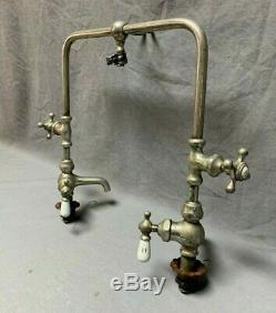 Antique Faucet Bridge Mixer Sink Vtg Barber Bathroom Kitchen Nickel Brass 26-20J