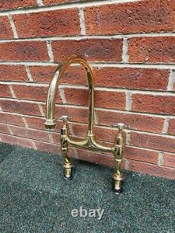 Antique Gold Brass Kitchen Bridge Sink Mixer Taps Ideal Belfast Sink Perrin Rowe