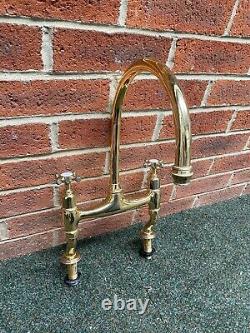 Antique Gold Brass Kitchen Bridge Sink Mixer Taps Ideal Belfast Sink Perrin Rowe