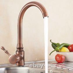 Antique Kitchen Basin Sink Faucet Red Copper Hot & Cold Water Mixer Tap