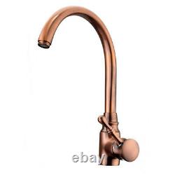 Antique Kitchen Basin Sink Faucet Red Copper Hot & Cold Water Mixer Tap