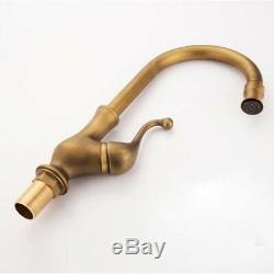 Antique Kitchen Brass Swivel Spout Faucet Single Handle Vessel Sink Mixer Tap US