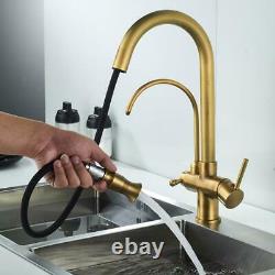 Antique Kitchen Sink Tap Hot Cold Mixer Faucet Pull Out Swivel Bathroom Brass