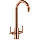 Astini Baldo Brushed Copper Stainless Steel Twin Handle Kitchen Sink Mixer Tap