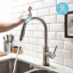 Automatic Touch Sensor Kitchen Faucet Sink Pull Out Sprayer Brushed Nickel Tap