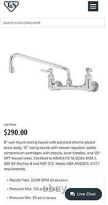 B-0231Double Pantry Faucet, Wall Mount, 8 Centers, 12 Swing Nozzle (062X)