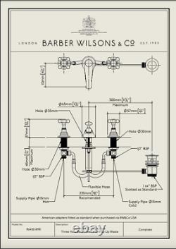 Barber Wilsons REGENT 6450-1890, Deck Mounted Basin Mixer Tap, Polished Brass