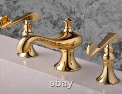 Basin Sink Faucet Bathroom Bathtub Hot Cold Mixer Tap Dual Handles Deck Mounted