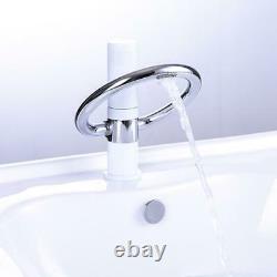 Basin Sink Kitchen Faucet Mixer Hot Cold Bathtub Tap Bathroom White Chrome Brass