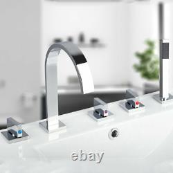 Bath Tub 5PCS Chrome Faucet Basin Sink Mixer Taps With Sprayer Washing Set