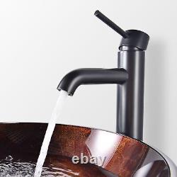 Bathroom Basin Faucet Waterfall Single Handle Sink Mixer Tap Black