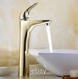 Bathroom Basin Sink Faucet Hot Cold Mixer Bath Tap Brass Single Handle Hole Gold