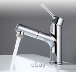 Bathroom Basin Sink Faucet Hot Cold Mixer Pull Out Tap Brass Chrome Deck Mounted