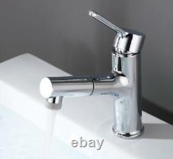 Bathroom Basin Sink Faucet Hot Cold Mixer Pull Out Tap Brass Chrome Deck Mounted