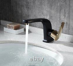 Bathroom Basin Sink Faucet Mixer Spout Bath Hot Cold Tap Single Hole Black Gold
