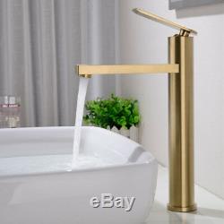 Bathroom Basin Sink Faucet Single Hole Hot Cold Mixer Tap Brass Brushed Gold A23