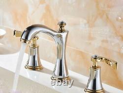 Bathroom Basin Sink Faucet Swivel Bath Tub Tap Mixer Deck Mounted Chrome Gold