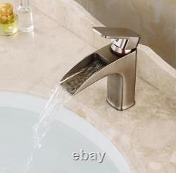 Bathroom Basin Sink Faucet Waterfall Spout Mixer Bathtub Tap Single Handle Brass
