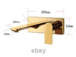 Bathroom Basin Sink Tap Hot Cold Spout Mixer Faucet Bathtub Wall Mounted Square