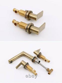 Bathroom Brass Brushed Gold Three Hole Double Handle basin Sink Faucet