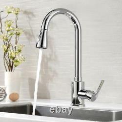 Bathroom Brass Kitchen Sink Faucet Pull Out Spout Mixer Tap Single Handle Chrome