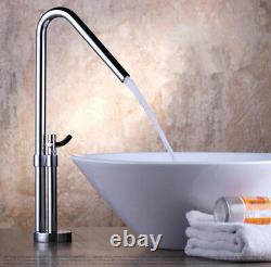 Bathroom Brass Tall Swivel Vanity Sink Faucet Basin Mixer Hot&Cold Tap Chrome