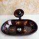 Bathroom Counter Top Tempered Glass Vessel Sink Mixer Glass Faucet Brown Bowl