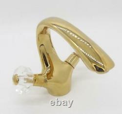 Bathroom Faucet Basin Sink Tap Hot Cold Mixer Double Crystal Handles Single Hole