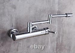 Bathroom Kitchen Sink Faucet Folding Mixer Tap Swivel Hot Cold Spout Wall Mount