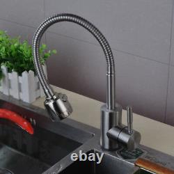 Bathroom Kitchen Sink Faucet Hot Cold Mixer Swivel Nozzle SUS 304 Deck Mounted