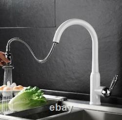 Bathroom Kitchen Sink Faucet Hot Cold Pull Out Mixer Tap Brass Chrome White N29