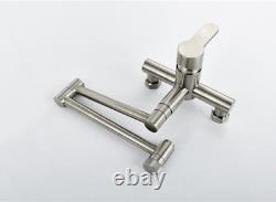 Bathroom Kitchen Sink Faucet Hot Cold Swivel Spout Mixer Tap Wall Mounted Handle