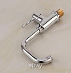 Bathroom Kitchen Sink Faucet Hot Cold Water Swivel Spout Mixer Tap Single Handle