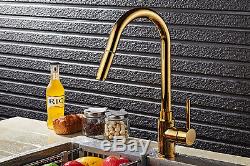 Bathroom Kitchen Sink Faucet Mixer Hot Cold Brass Tap Pull Out Sprayer Swivel