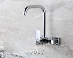 Bathroom Kitchen Sink Faucet Mixer Swivel Spout Basin Tap Wall Mount Hole Handle