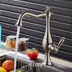 Bathroom Kitchen Sink Faucet Mixer Swivel Spout Tap Brushed Nickel Deck Mounted