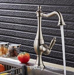 Bathroom Kitchen Sink Faucet Mixer Swivel Spout Tap Brushed Nickel Deck Mounted