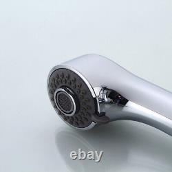 Bathroom Kitchen Sink Faucet Pull Out Mixer Bath Tap Hot Cold Nozzle Deck Mount