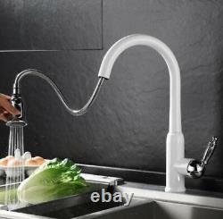 Bathroom Kitchen Sink Faucet Pull Out Mixer Tap Single Handle Hole Deck Mounted