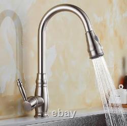 Bathroom Kitchen Sink Faucet Pull Out Nozzle Head Mixer Tap Single Handle Hole