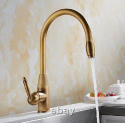 Bathroom Kitchen Sink Faucet Pull Out Nozzle Mixer Brass Tap Deck Mount Antique