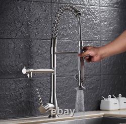 Bathroom Kitchen Sink Faucet Spray Nozzle Mixer Deck Mount Brushed Nickel Brass