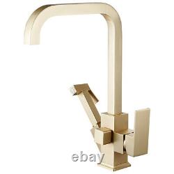 Bathroom Kitchen Sink Faucet Swivel Pull Out Bidet Spray Mixer Tap Brushed Gold