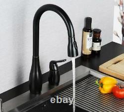 Bathroom Kitchen Sink Faucet Swivel Spout Dual Nozzle Mixer Brass Deck Mount Tap