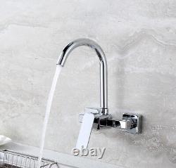 Bathroom Kitchen Sink Faucet Swivel Spout Mixer Basin Tap Bath Chrome Wall Mount