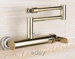 Bathroom Kitchen Sink Faucet Swivel Spout Nozzle Tap Wall Mount Mixer Brass Gold