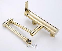 Bathroom Kitchen Sink Faucet Swivel Spout Nozzle Tap Wall Mount Mixer Brass Gold